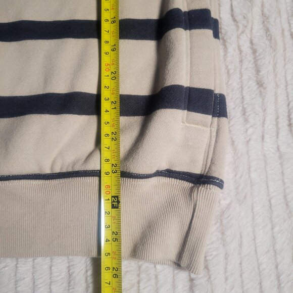 Abercrombie & Fitch Women's Blue & Lt Beige Striped 1/4 Zip Sweatshirt - Size S - Picture 10 of 13